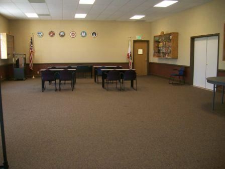 Tables set up for meeting in the Remembrance Room at the Grass Valley Veterans Memorial Building