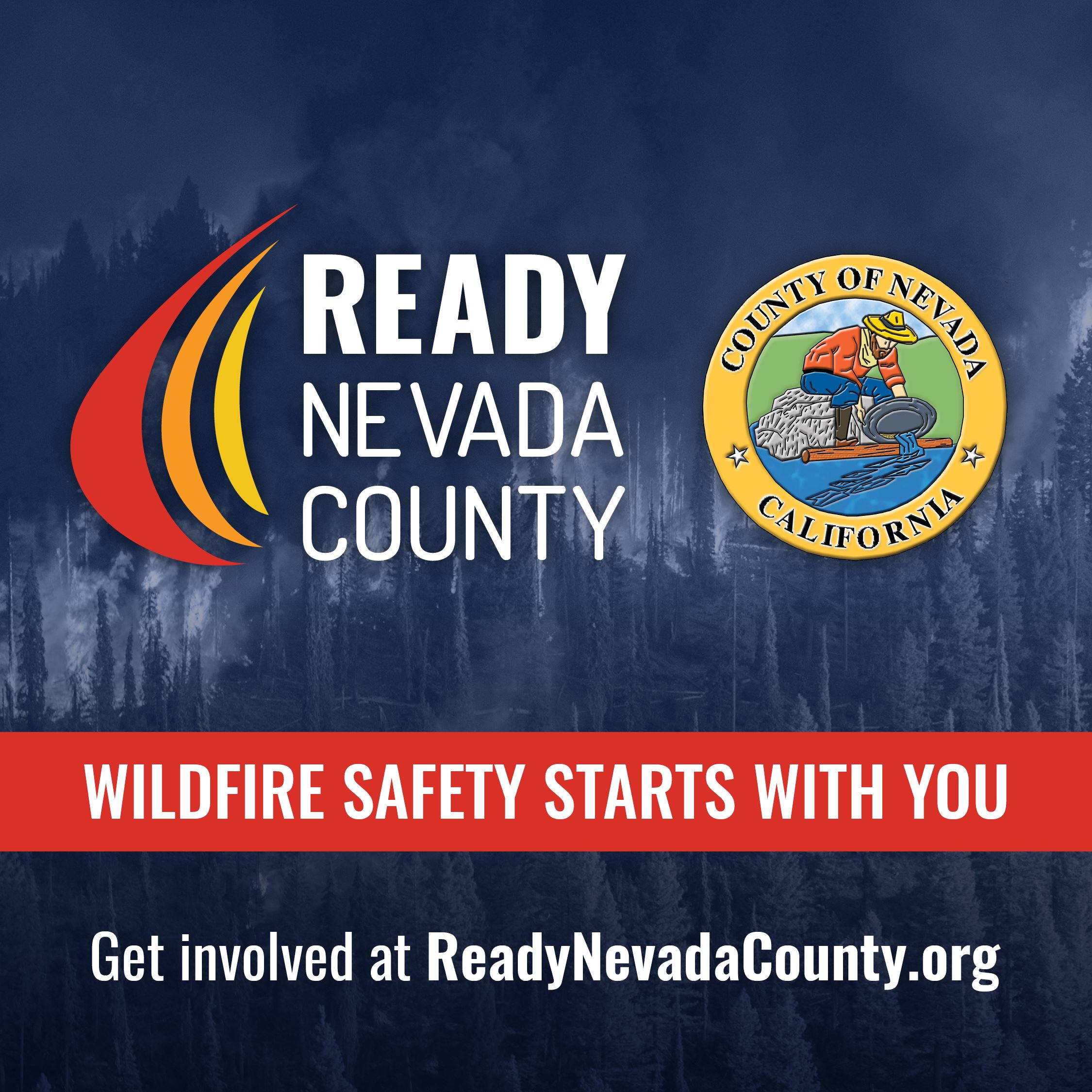 Ready Nevada County Logo, Wildfire Starts with You 