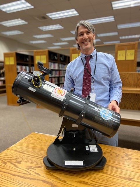 County Librarian Nick Wilczek with an Orion Starblaster 6