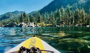 donner lake kayak with clear water on a nice day