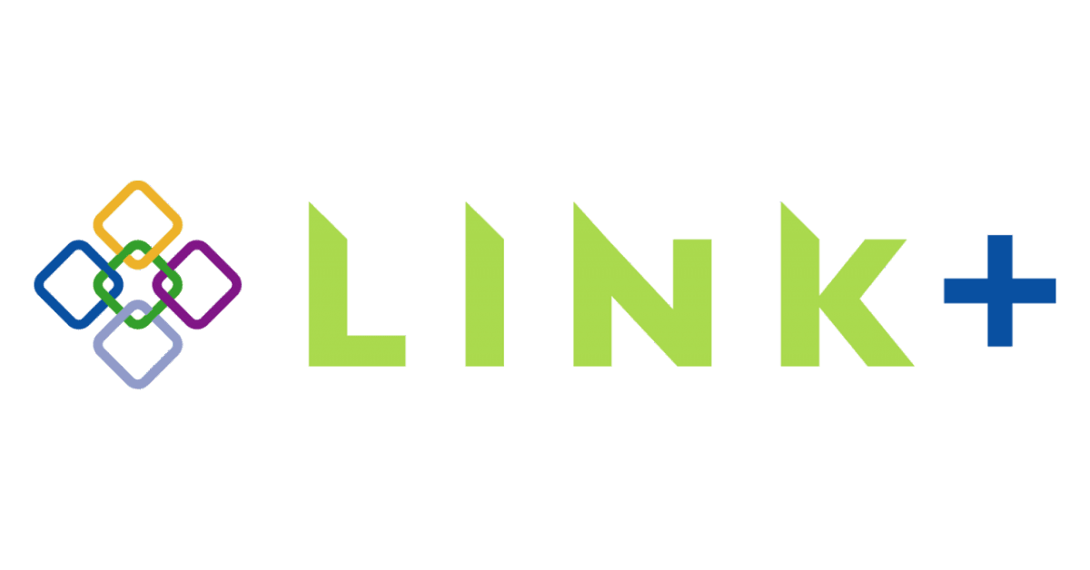 Link+ logo in green and blue