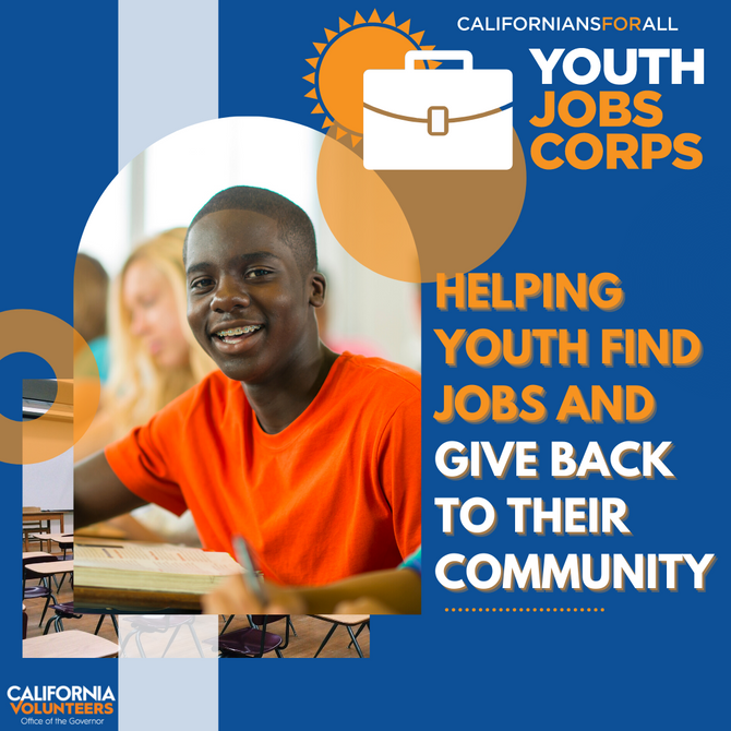 Text reads: Helping youth find jobs and give back to their community