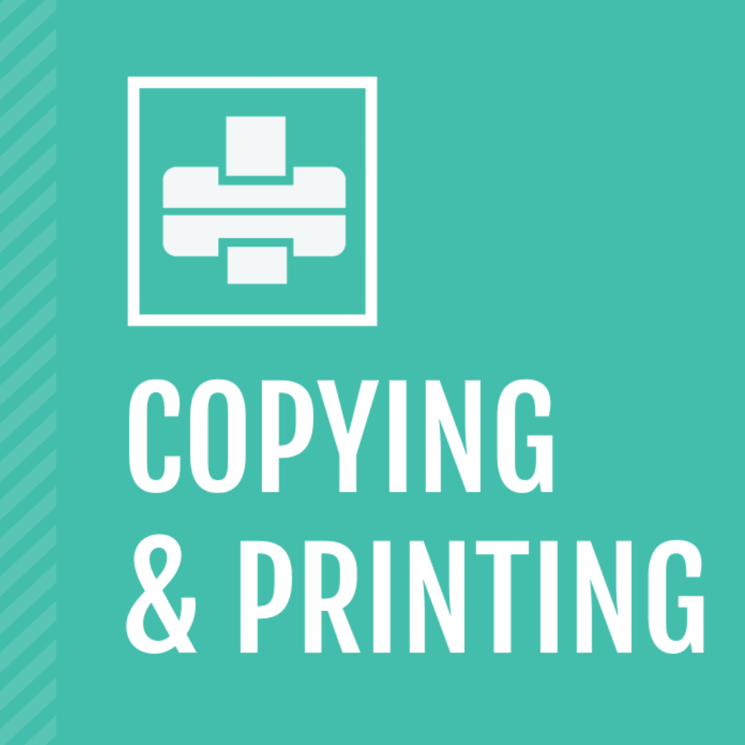 Teal background with white text 