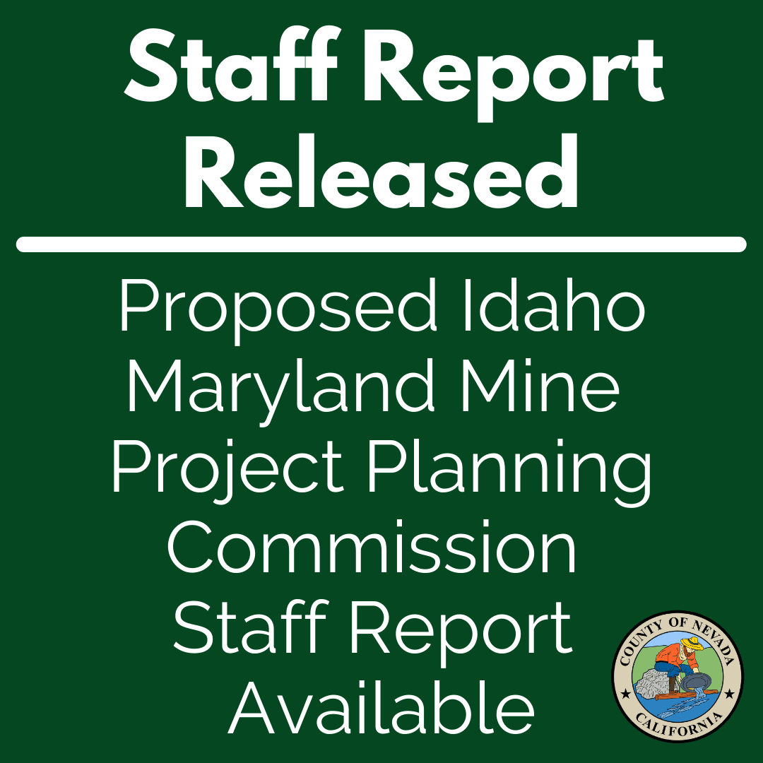Staff Report Released: Proposed Idaho Maryland Mine Proj. Planning Commission Staff Report Available