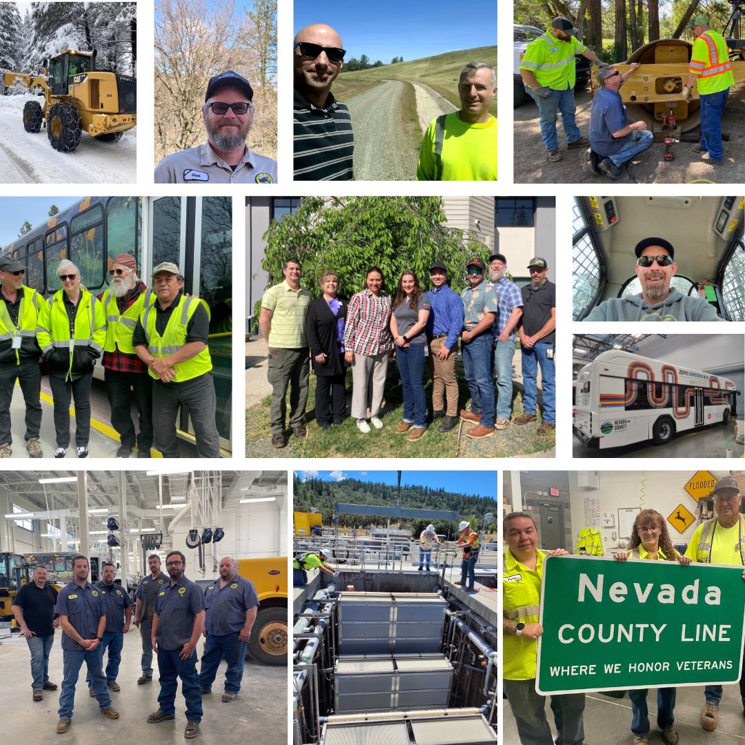 A grid of images showing Public Works team members at work