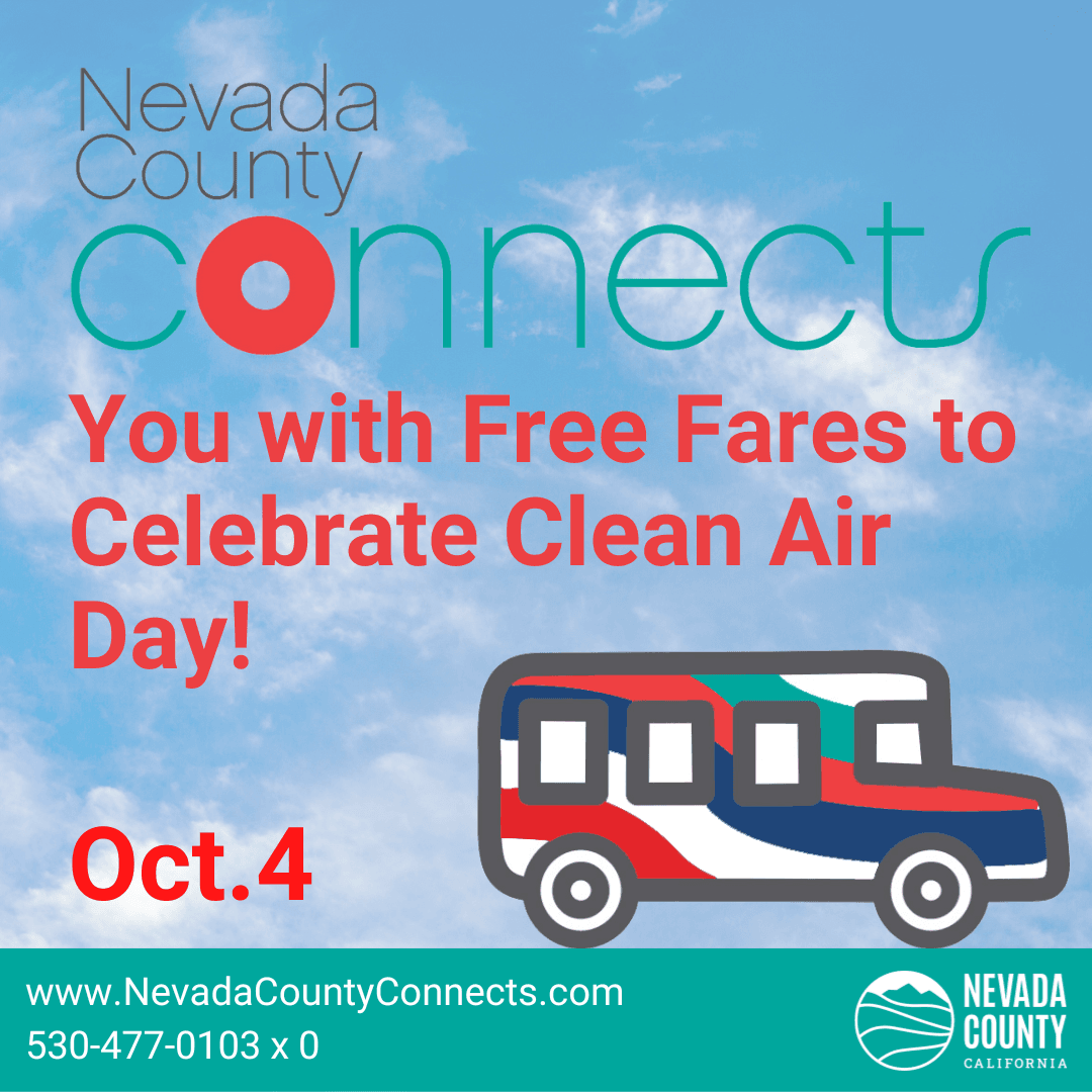 Nevada County Connects Offers Free Bus Fares to Celebrate Clean Air Day Oct 4