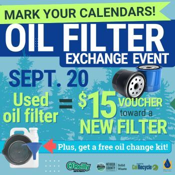 Oil filter exchange event Sept. 20 at O'Reillys in Grass Valley