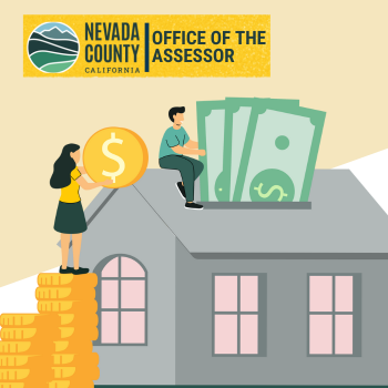 A picture of a woman handing coins to a man sitting on house and deposits cash into a gray house