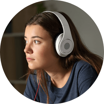 Teenage Girl Wearing Headphones