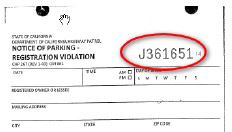 Image of citation number circled in red top right corner of ticket