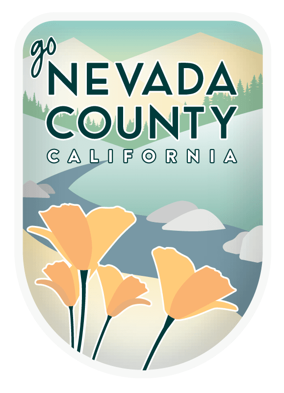 Go Nevada County Logo Poppies and River