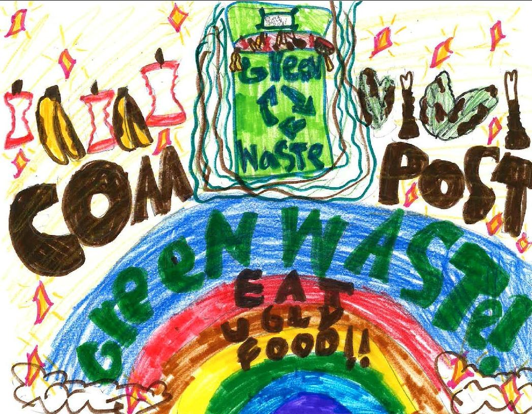 Image of student's artwork on composting green waste